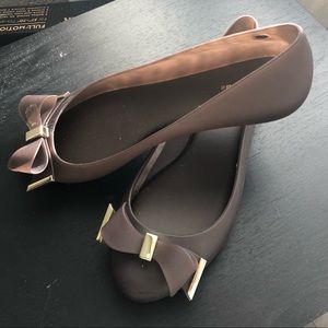 Brand New: Melissa Brown Bow Jellies flat